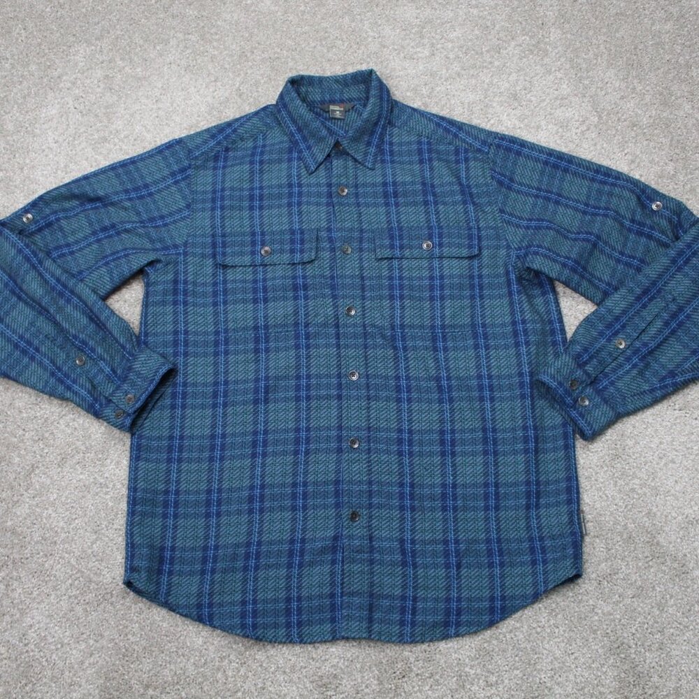 Royal Robbins Shirt Mens Medium Blue Relaxed Fit Modal Rayon Blend S/S Button Up